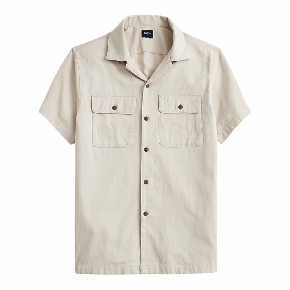 NWT! J. Crew Short-Sleeve Textured Corduroy Camp Shirt in Color: Stone. Size XXL